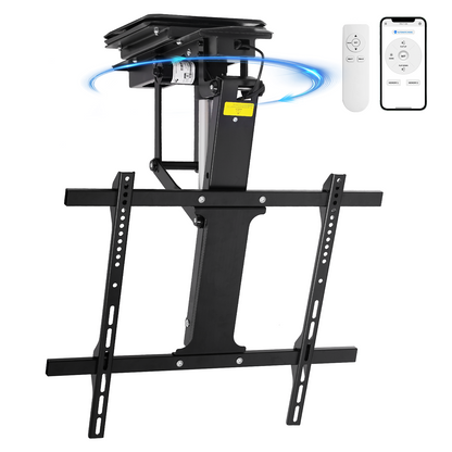 TOPSKY 360° Manual Swivel Motorized Ceiling TV Mount with 80° Electric Flip Down, Remote & App Control, 110 lbs Heavy Duty for 32–75” TVs, TV01.11(Flip Down + Swivel)