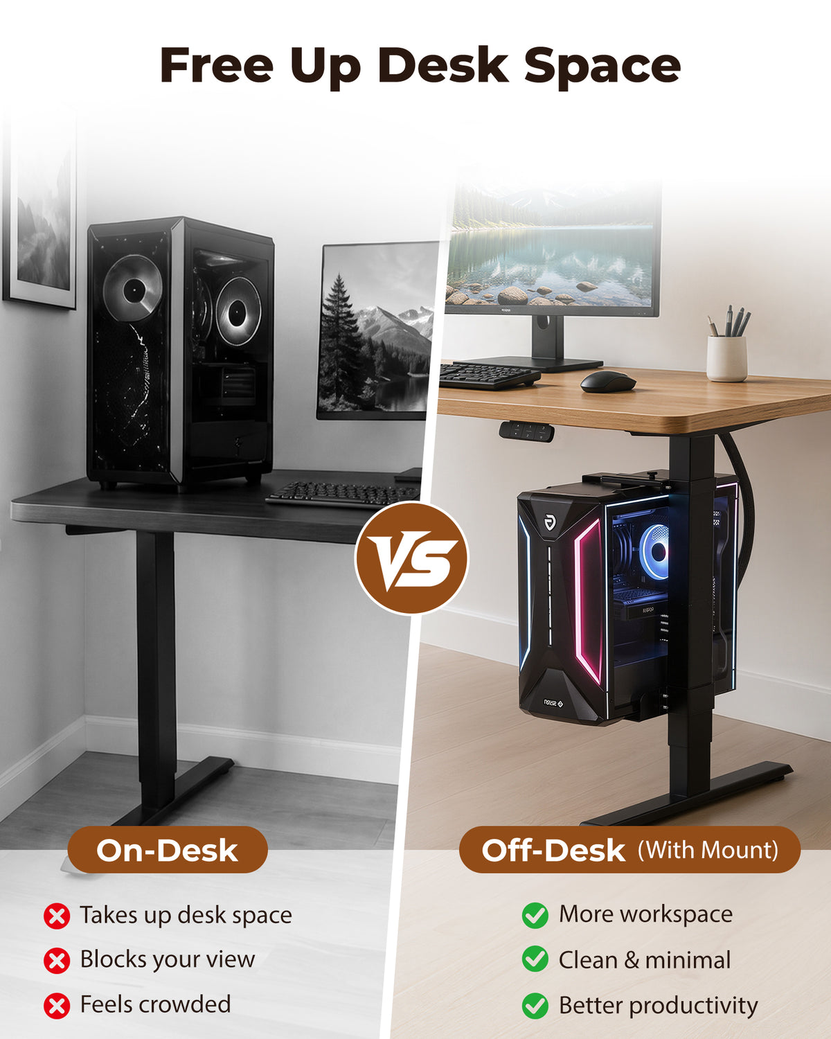 TOPSKY Dual Motor Standing Desk Frame with CPU Holder, Height Adjustable