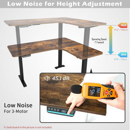TOPSKY 3 Motor L Shaped Electric Standing Desk Frame 270 lb Capacity