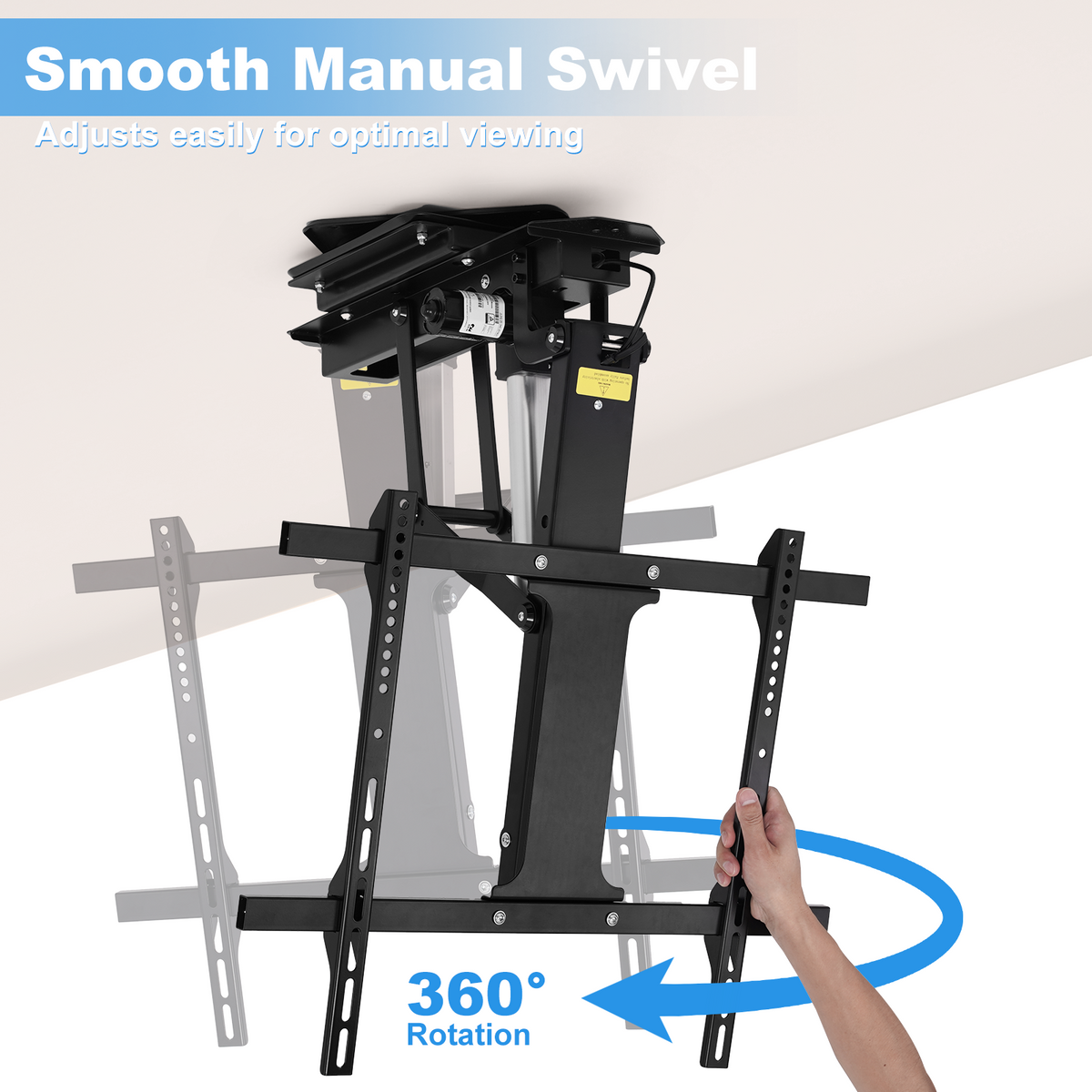 TOPSKY 360° Manual Swivel Motorized Ceiling TV Mount with 80° Electric Flip Down, Remote & App Control, 110 lbs Heavy Duty for 32–75” TVs, TV01.11(Flip Down + Swivel)