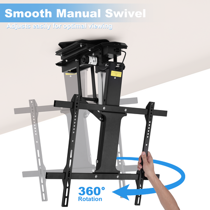 TOPSKY 360° Manual Swivel Motorized Ceiling TV Mount with 80° Electric Flip Down, Remote & App Control, 110 lbs Heavy Duty for 32–75” TVs, TV01.11(Flip Down + Swivel)