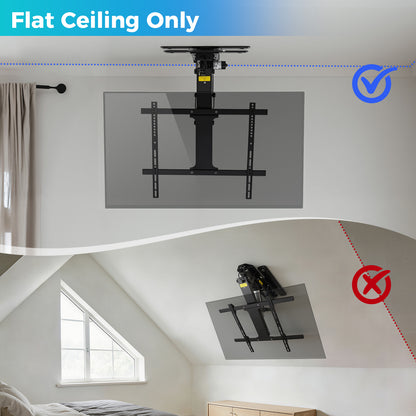 TOPSKY Motorized Ceiling TV Mount with ±90° Swivel, App & Remote Control