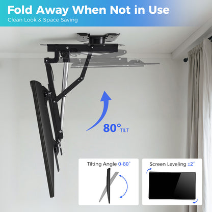 TOPSKY Motorized Ceiling TV Mount with ±90° Swivel, App & Remote Control