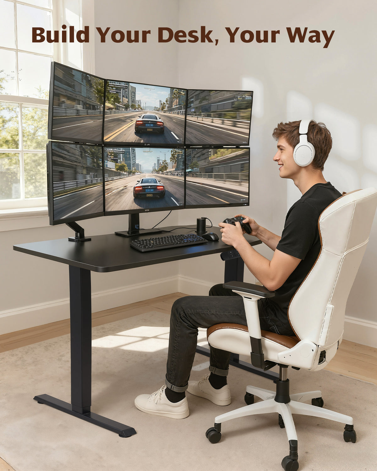 TOPSKY Dual Motor Standing Desk Frame, 225 lbs Capacity, Black
