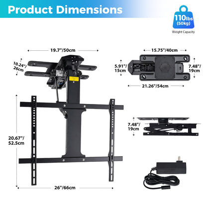 TOPSKY Motorized Ceiling TV Mount with ±90° Swivel, App & Remote Control