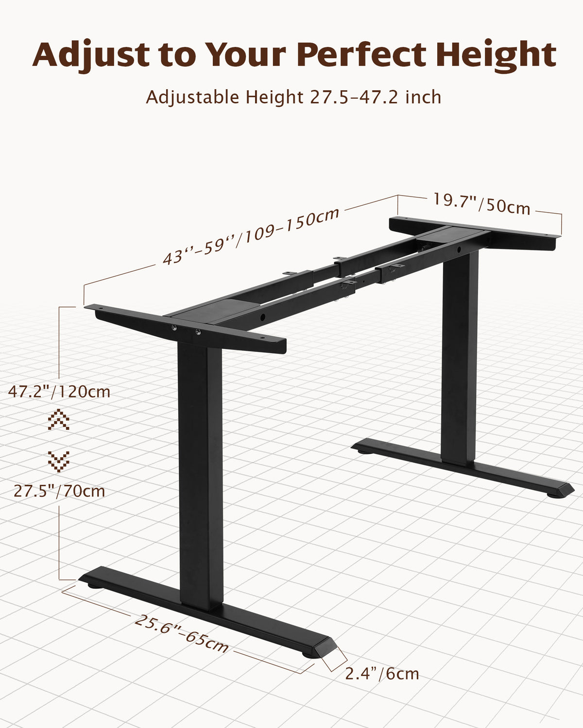 TOPSKY Dual Motor Standing Desk Frame, 225 lbs Capacity, Black