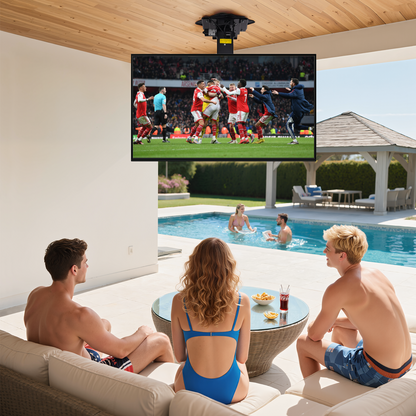 TOPSKY 360° Manual Swivel Motorized Ceiling TV Mount with 80° Electric Flip Down, Remote & App Control, 110 lbs Heavy Duty for 32–75” TVs, TV01.11(Flip Down + Swivel)