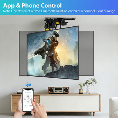 TOPSKY Motorized Ceiling TV Mount with ±90° Swivel, App & Remote Control