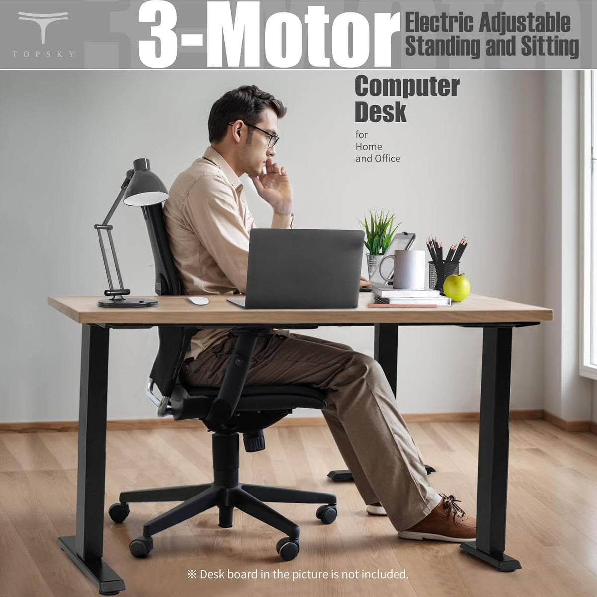 TOPSKY 3 Motor L Shaped Electric Standing Desk Frame 270 lb Capacity