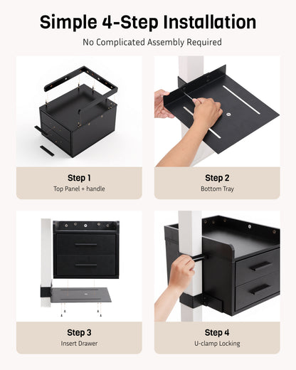 Under Desk Drawer for Standing Desk, No-Drill, Fully Assembled, 30 lbs