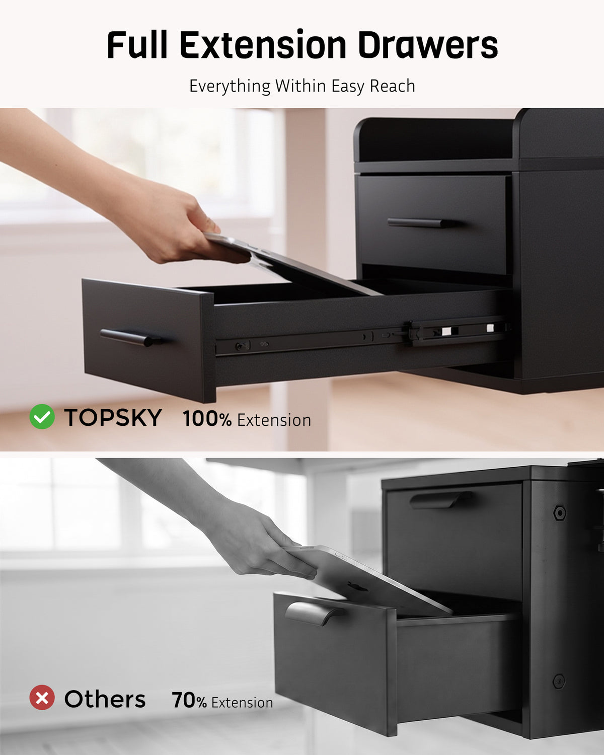 Under Desk Drawer for Standing Desk, No-Drill, Fully Assembled, 30 lbs