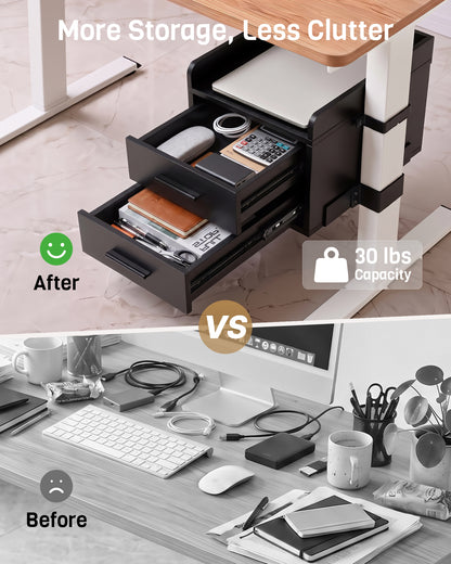 Under Desk Drawer for Standing Desk, No-Drill, Fully Assembled, 30 lbs