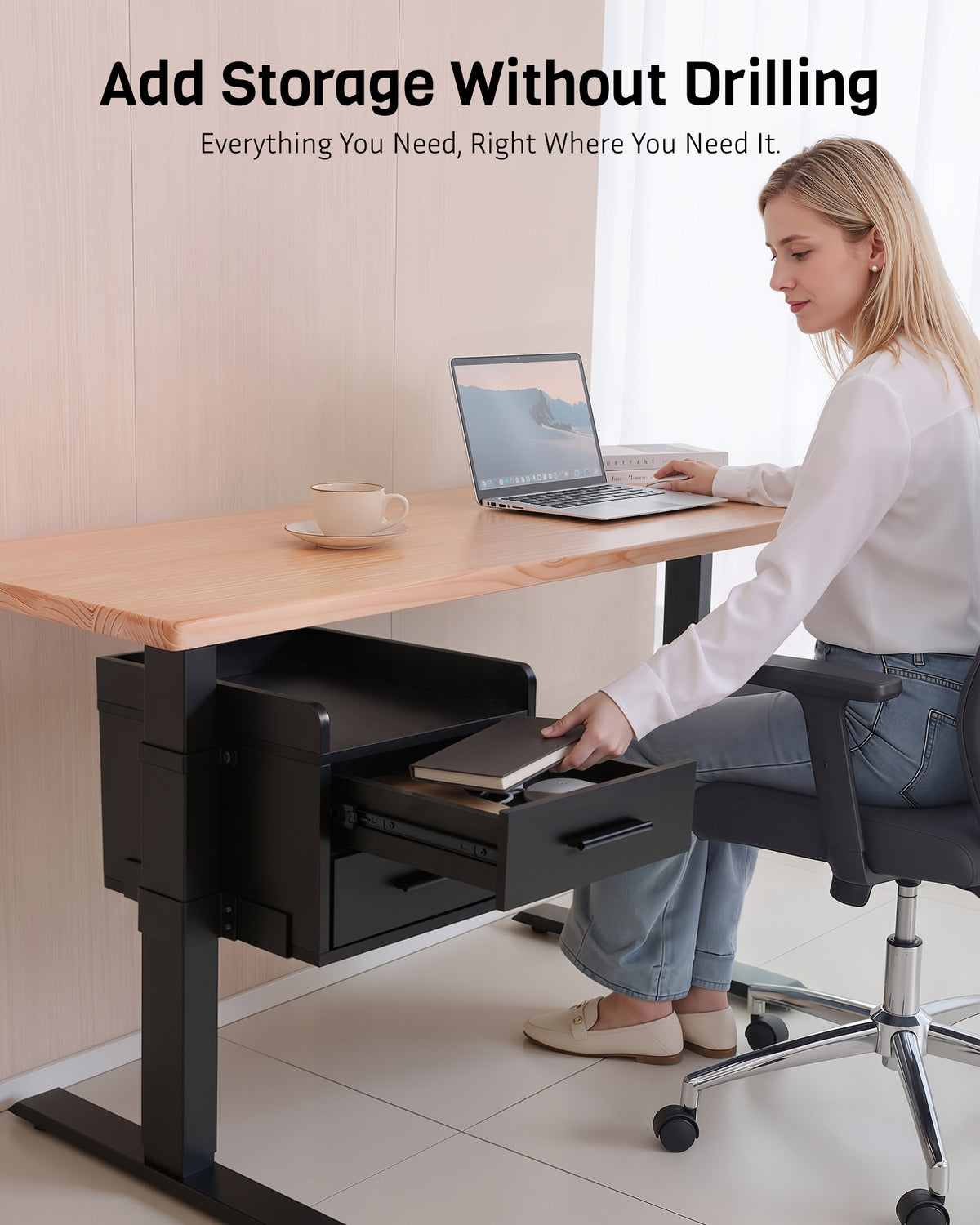 Under Desk Drawer for Standing Desk, No-Drill, Fully Assembled, 30 lbs