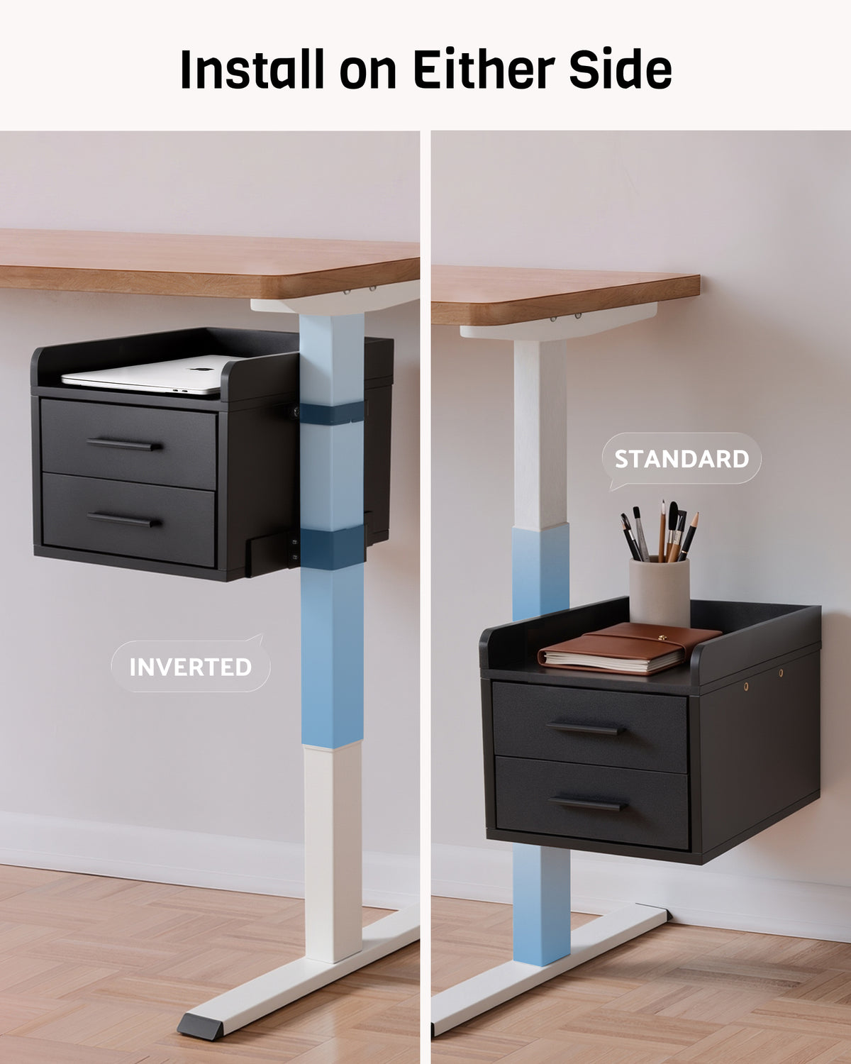 Under Desk Drawer for Standing Desk, No-Drill, Fully Assembled, 30 lbs