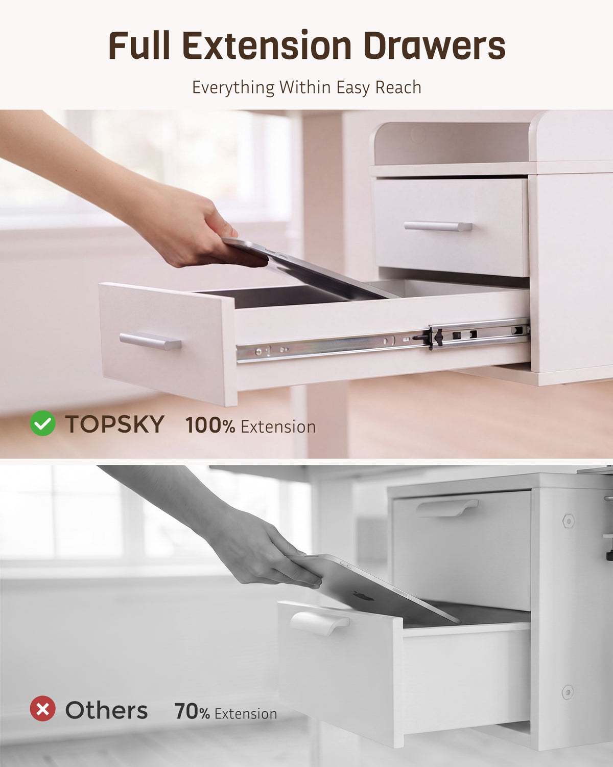Under Desk Drawer for Standing Desk, No-Drill, Fully Assembled, 30 lbs